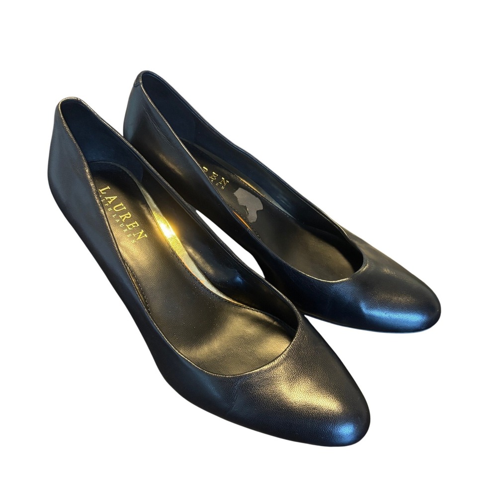 Lauren‎ Ralph Lauren Harper Pumps Size 8 Black Leather Stiletto Office Heel New